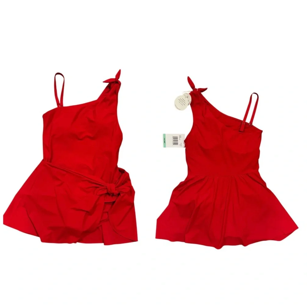 Coco Contours by Coco Reef Red Asymmetric One Piece Swimsuit 10/34C - Picture 3 of 10